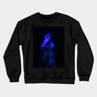 Beautiful girl, like in dream. Beautiful tufts of hair. Blue, dim. Dark. Crewneck Sweatshirt